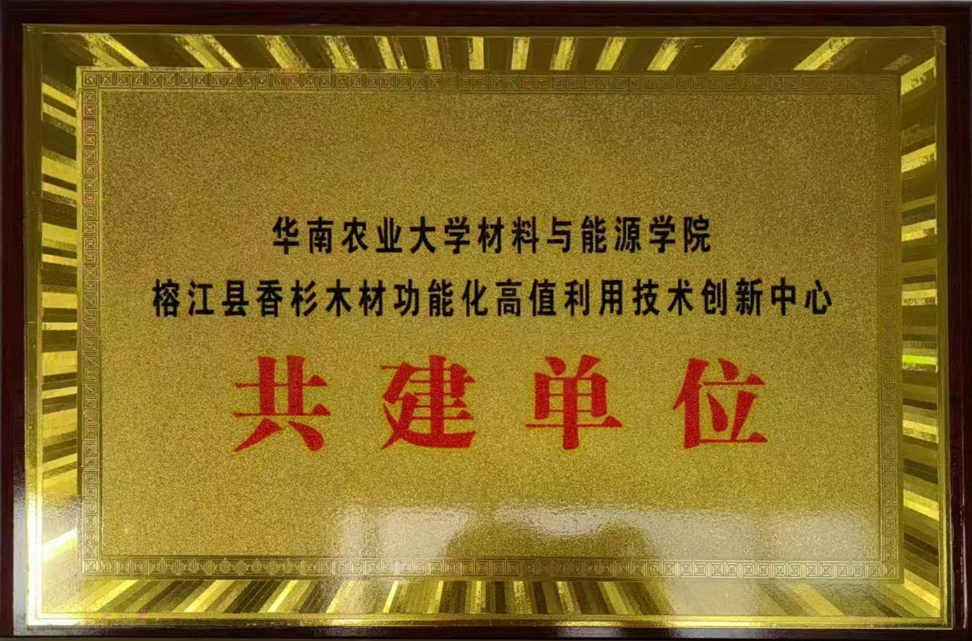華南農業大學材料與能源學院榕江縣香杉木材功能化高值利用技術創新中心共建單位